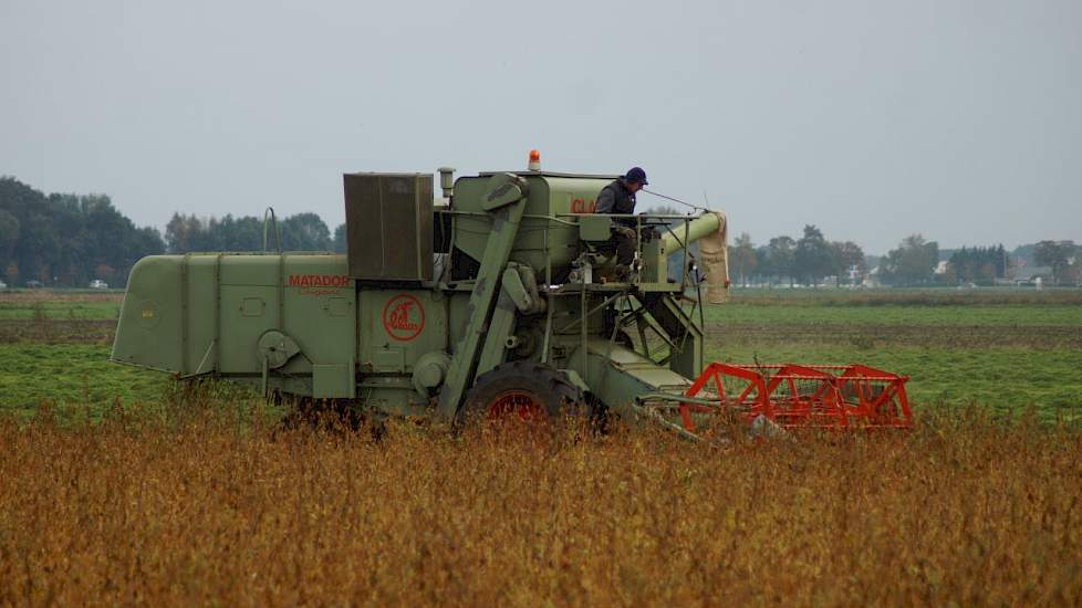 Soja bonen combinen in de bittere kou Claas Matador Gigant Trekkerweb