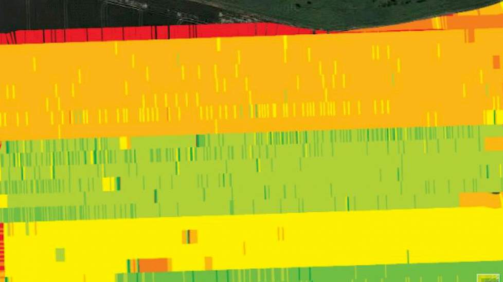 Deze NIR-opname laat grote verschillen zien in een perceel. CZAV wil met precisiebemesting sturen in de teelt op dergelijke percelen.