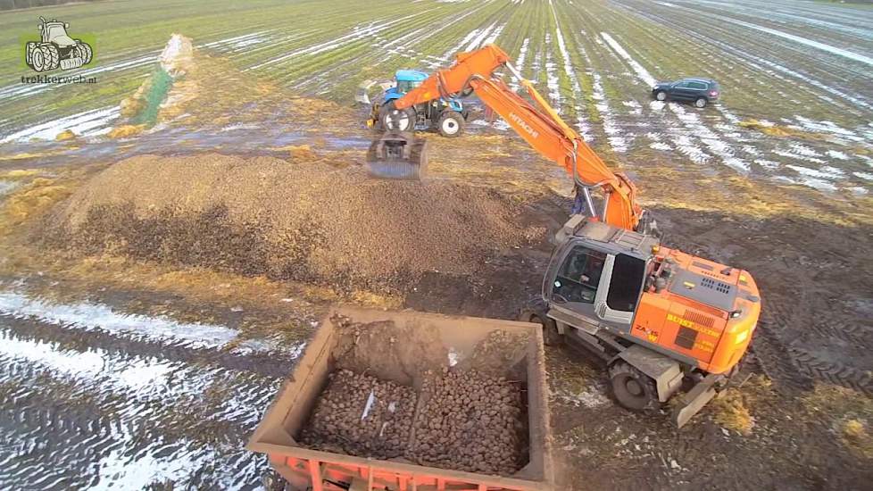 Zetmeelaardappelen namalers op transport naar fabriek Avebe trekkerweb