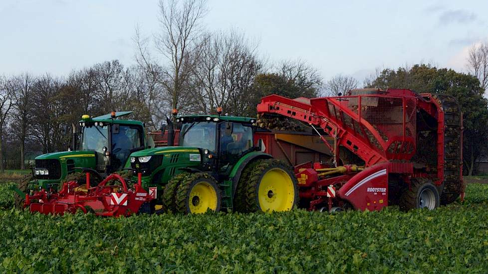 Sugar beet harvest Grimme Rootster 604 en Grimme FM300 frontklapper Trekkerweb