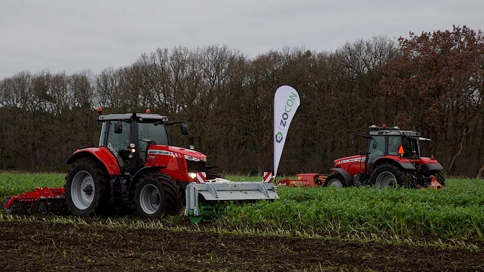 Demonstratie verkleinen inwerken groenbemesters Veldleeuwerik Broedplaats te Odoorn Trekkerweb