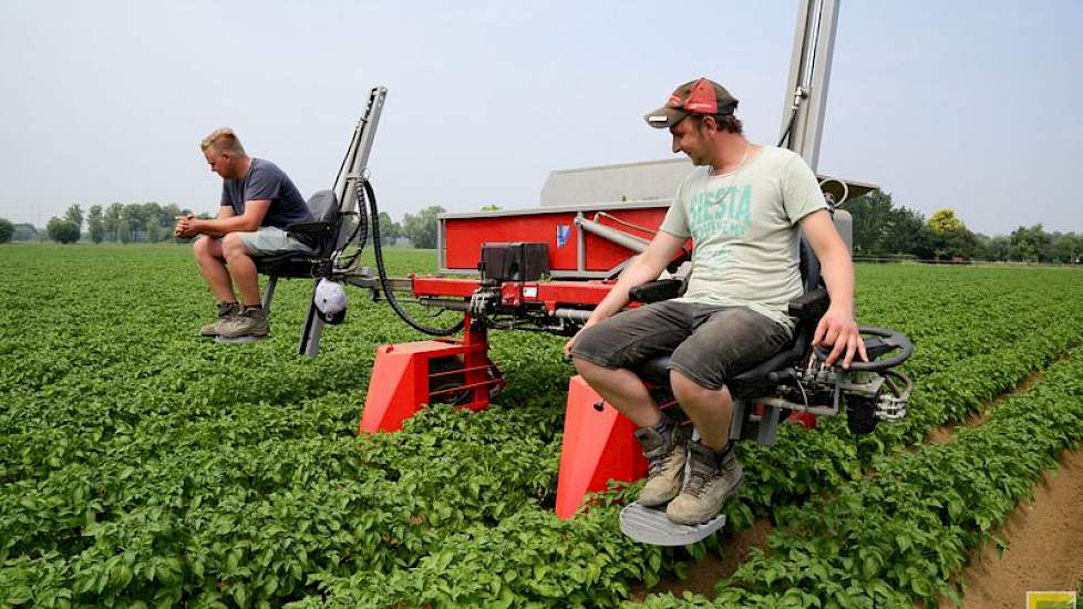 Er zitten geen zonnekappen of andere bescherming tegen de zon op. Op felle dagen passen de mannen hun werktijden aan: „Dan beginnen ze bijvoorbeeld om zes uur in de ochtend en gaan dan door tot een uur of twaalf. Zo kunnen we de felle zon vermijden”, zegt