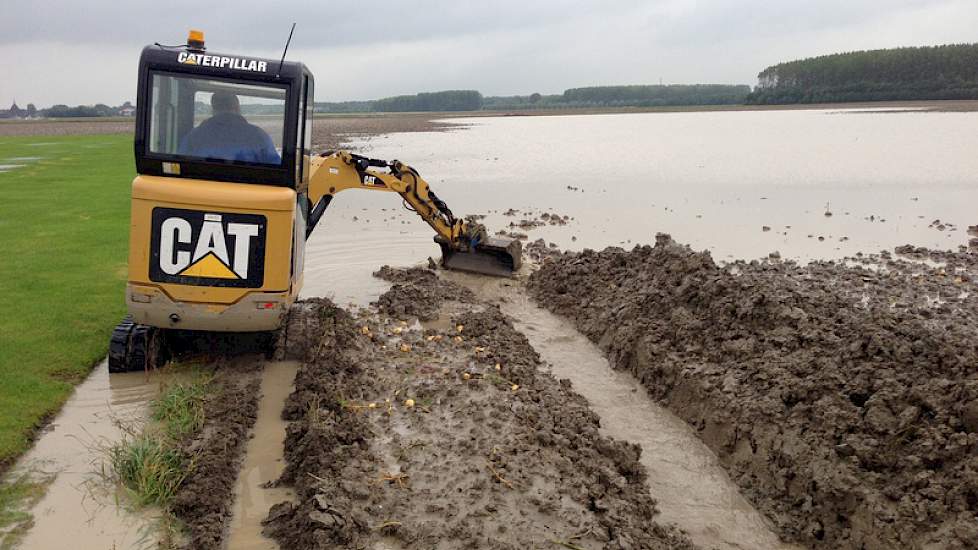 Het is afwachten hoe de percelen onder het water vandaan komen.