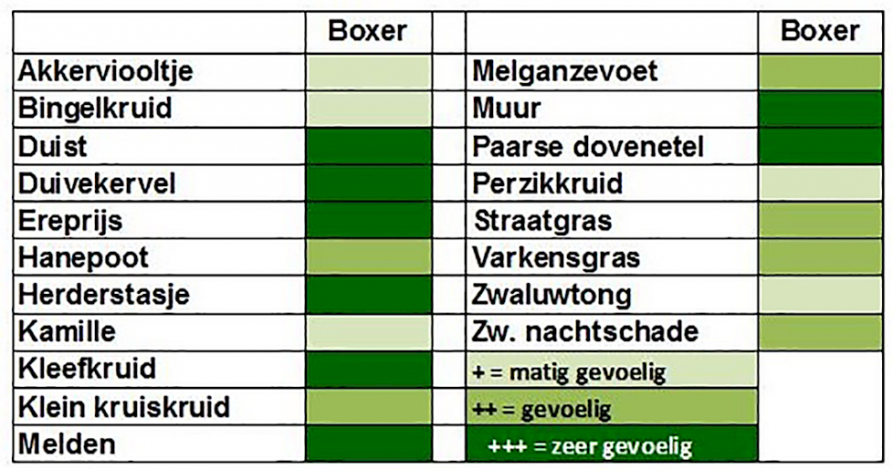 Figuur 1: Werkingsspectrum Boxer