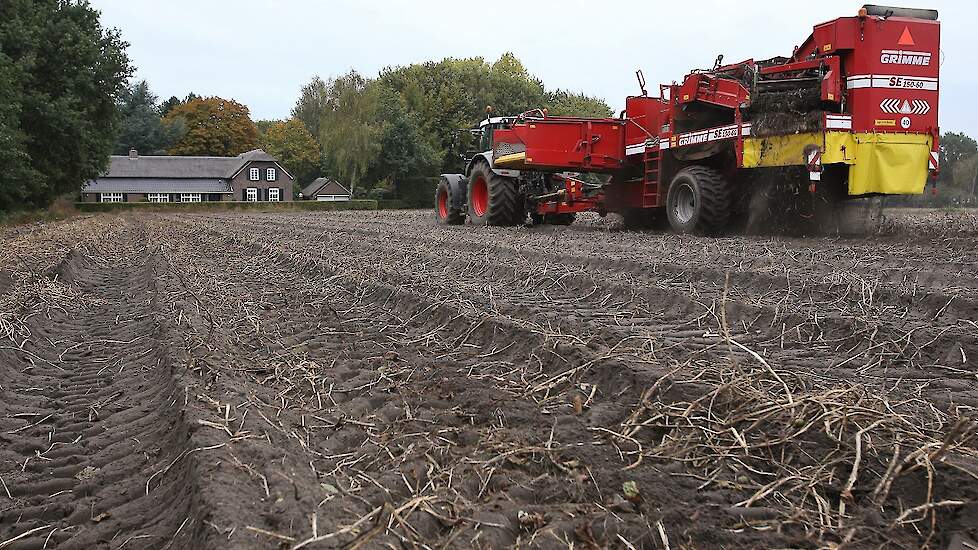 De prijs voor Fontane zit op net iets meer dan 3 euro per 100 kilo, terwijl de kostprijs op een tientje ligt. „Daar word je niet blij van.” Ondanks de ongunstige marktsituatie rijdt hij de vrije aardappelen wel de schuur in. „Ik heb er nog geen koper voor