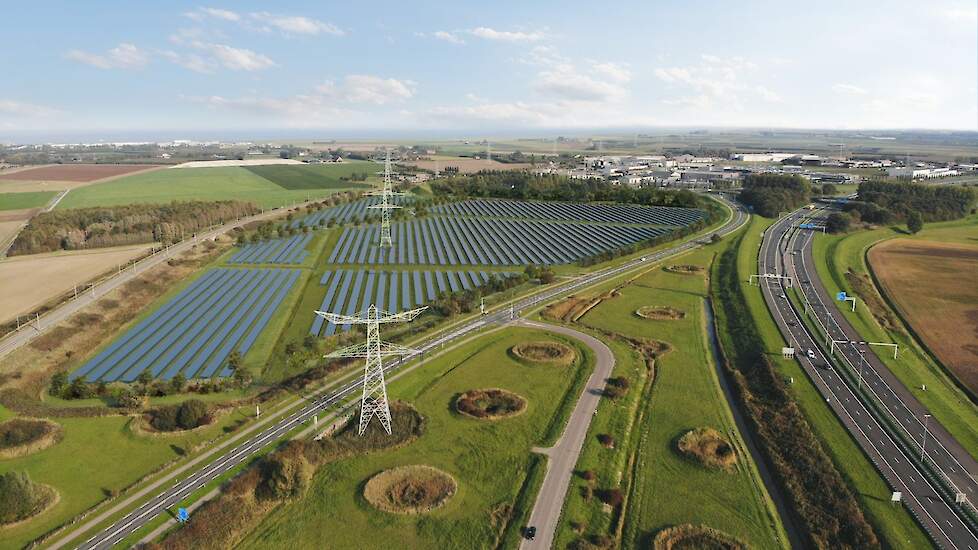 Impressie van het zonnepark dat binnenkort gerealiseerd wordt.