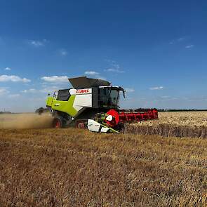 Van der Eijk dorst met een Claas Trion 720.