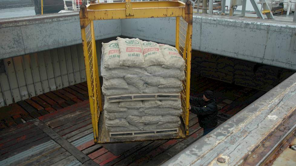 Algerije krijgt de aardappelen aangeleverd op pallets, omdat de haven in het Noord-Afrikaanse land niet is berekend op containerschepen.